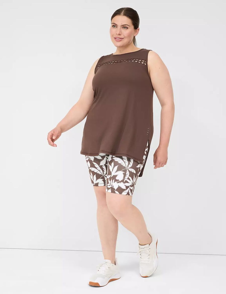 Women Lane Bryant LIVI Crew-Neck Macrame Tank Top Dark Brown | RIE6552YV