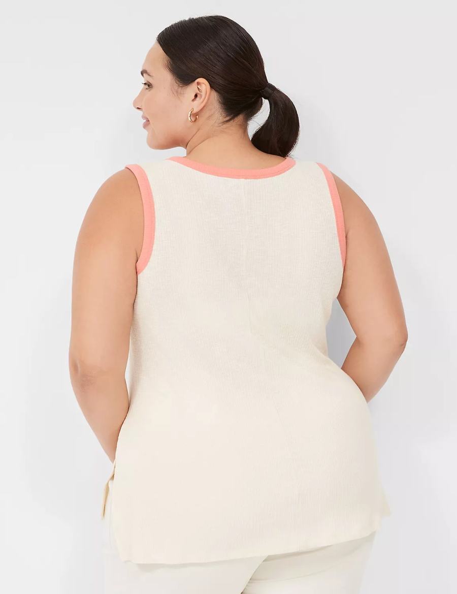 Women Lane Bryant LIVI Crew-Neck Rib Tank Top White | UPG839WS