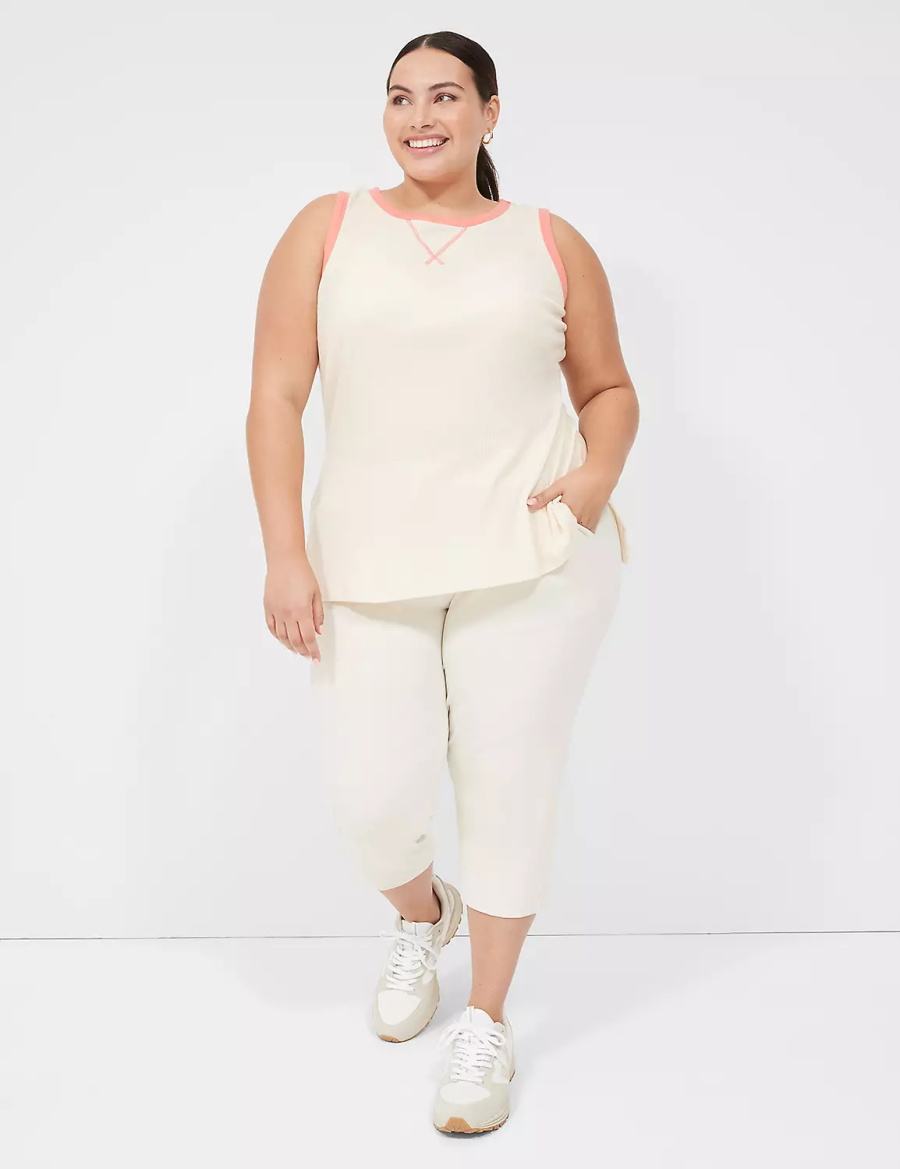 Women Lane Bryant LIVI Crew-Neck Rib Tank Top White | UPG839WS