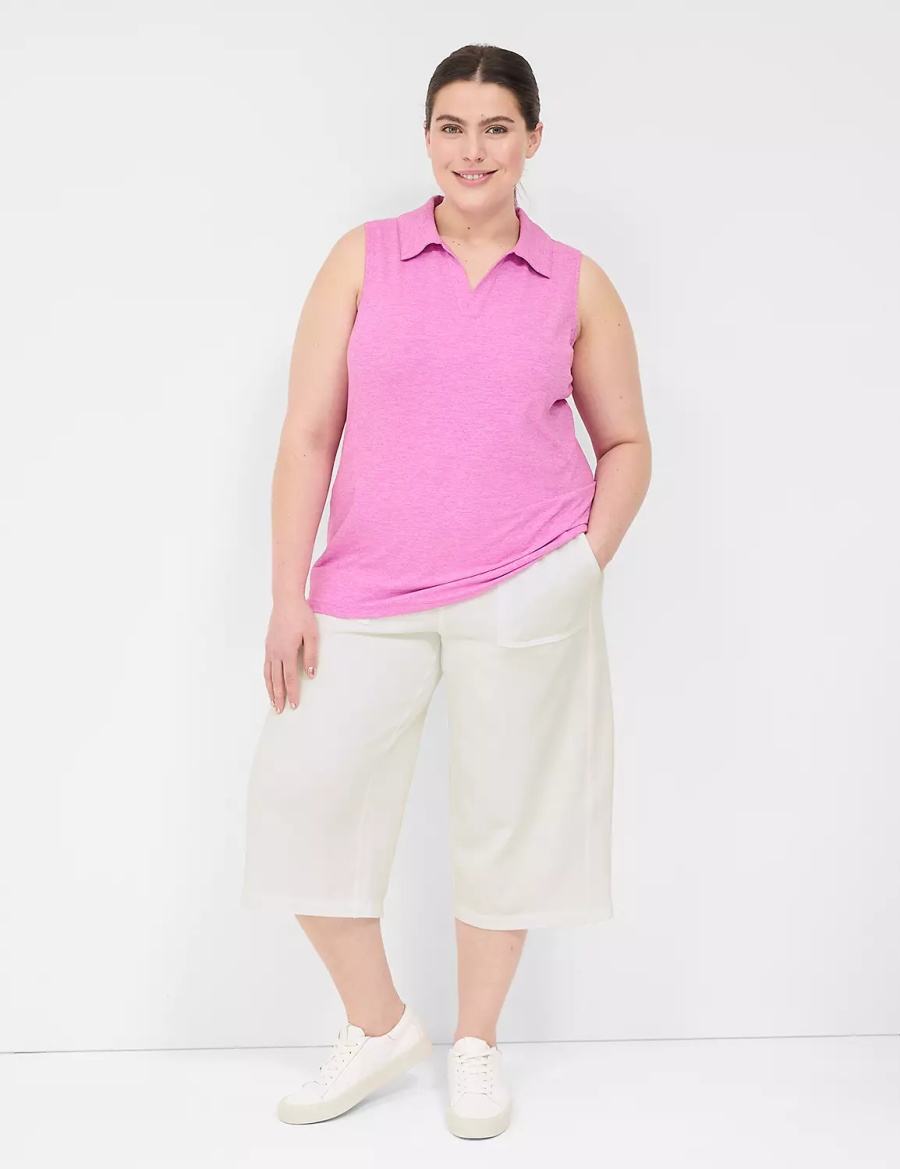 Women Lane Bryant LIVI French Terry Relaxed Straight Capri Pants White | NGD9194AR