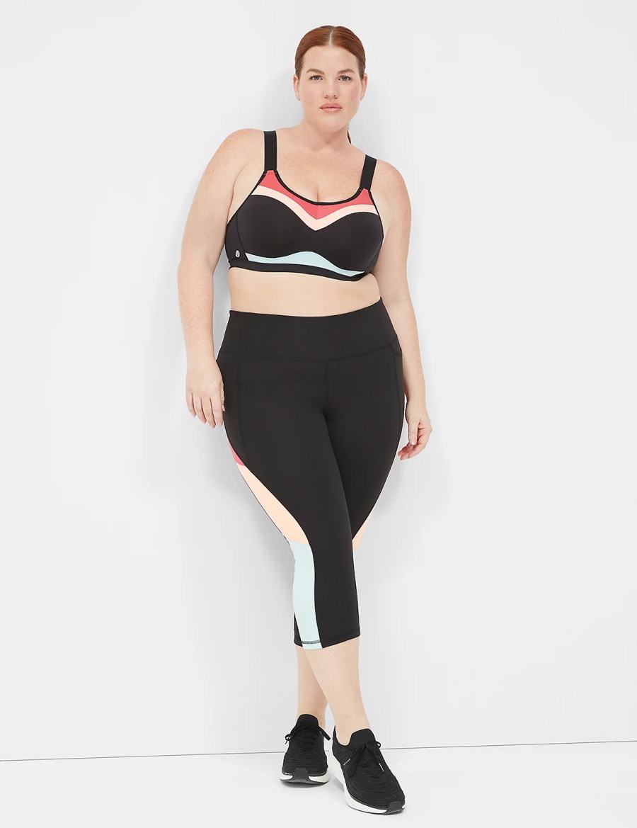 Women Lane Bryant LIVI High-Impact Wicking Underwire Sports Bra Black | GEB2921QN