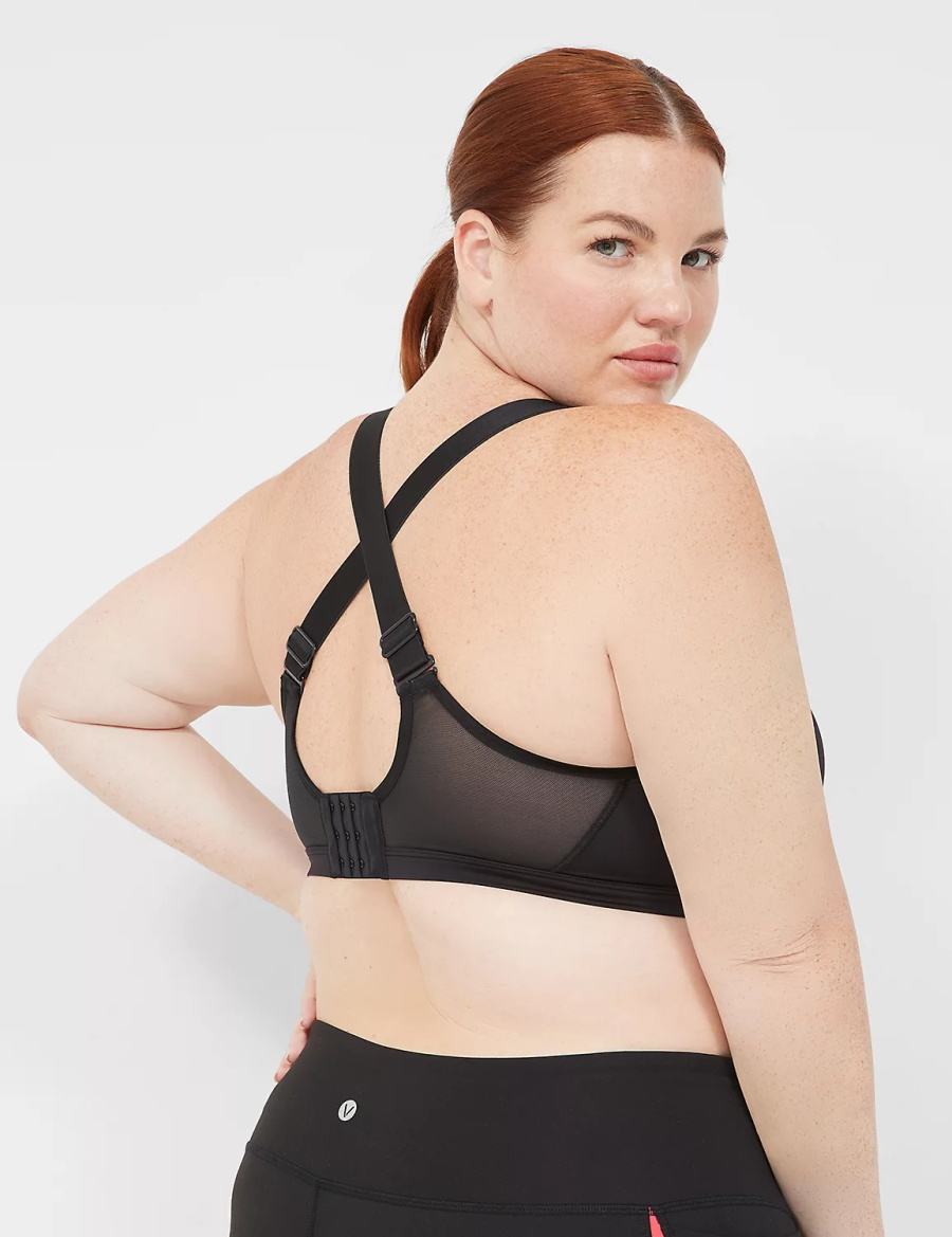 Women Lane Bryant LIVI High-Impact Wicking Underwire Sports Bra Black | GEB2921QN