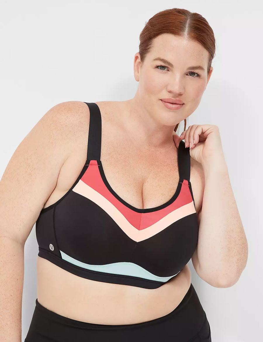 Women Lane Bryant LIVI High-Impact Wicking Underwire Sports Bra Black | GEB2921QN