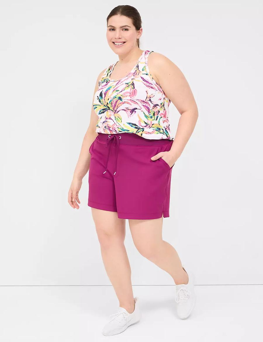 Women Lane Bryant LIVI Knit Shorts Dark Purple | SHH9746XA