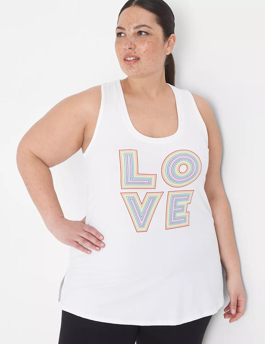 Women Lane Bryant LIVI Pride Racerback Tank Top White | LDS6713KX