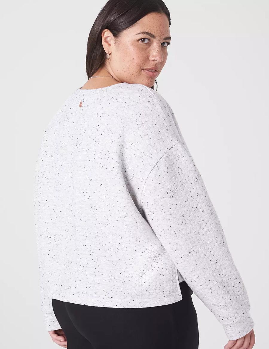 Women Lane Bryant LIVI Quilted Cropped Sweatshirts White Rose | YNQ5365LL