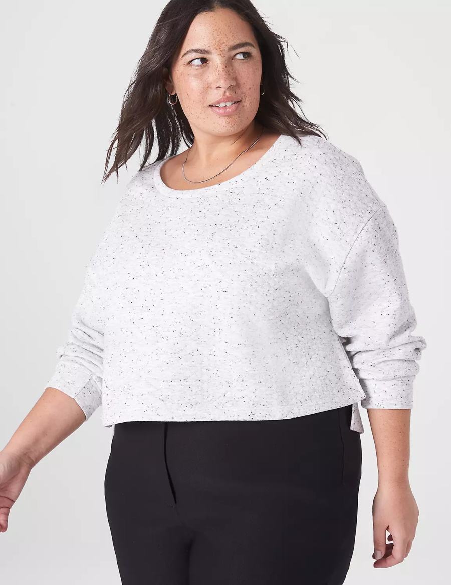 Women Lane Bryant LIVI Quilted Cropped Sweatshirts White Rose | YNQ5365LL