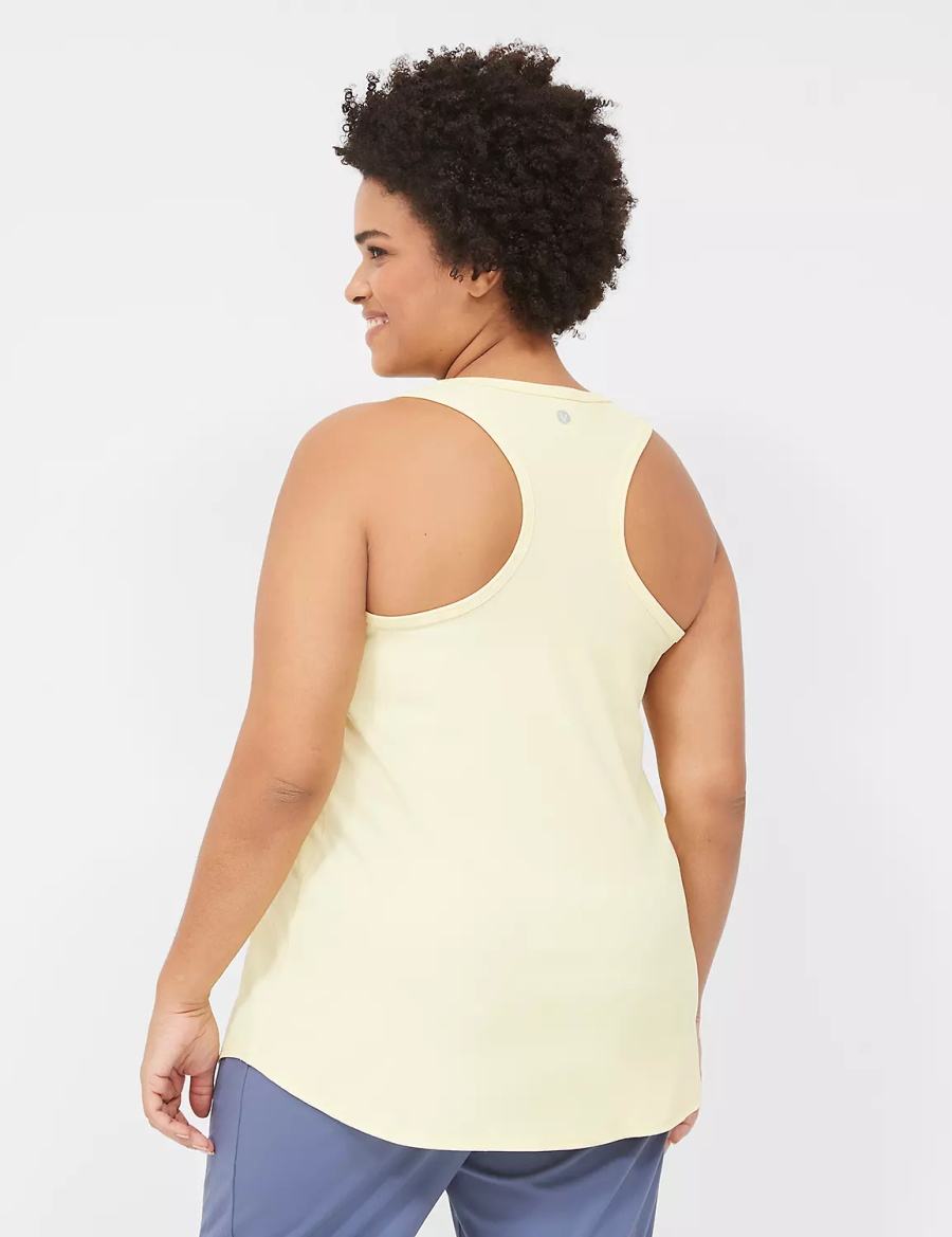 Women Lane Bryant LIVI Scoop-Neck Wicking Rib Racerback Tank Top Yellow | JWC4262NV