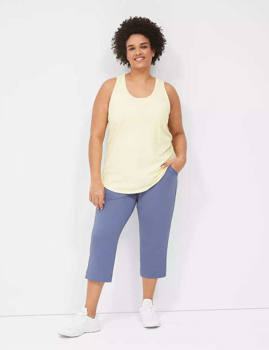 Women Lane Bryant LIVI Scoop-Neck Wicking Rib Racerback Tank Top Yellow | JWC4262NV