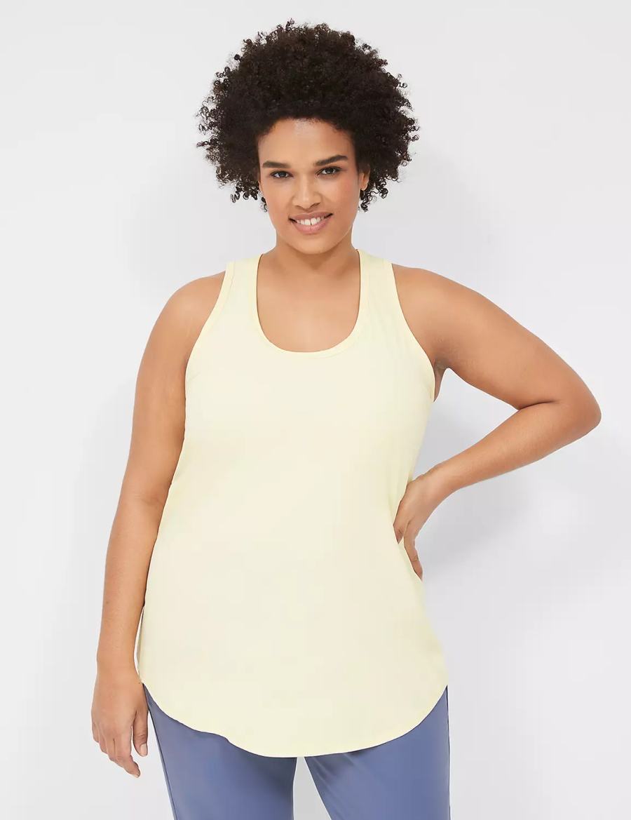 Women Lane Bryant LIVI Scoop-Neck Wicking Rib Racerback Tank Top Yellow | JWC4262NV