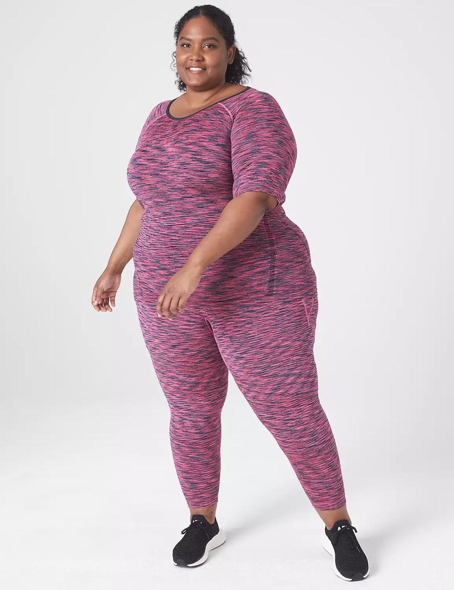 Women Lane Bryant LIVI Seamless Fitted Spacedye Top T Shirts Pink | TRX8038XM