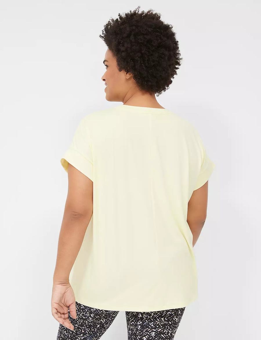 Women Lane Bryant LIVI Soft Crew-Neck Recycled Tee T Shirts Yellow | CAW3322JI