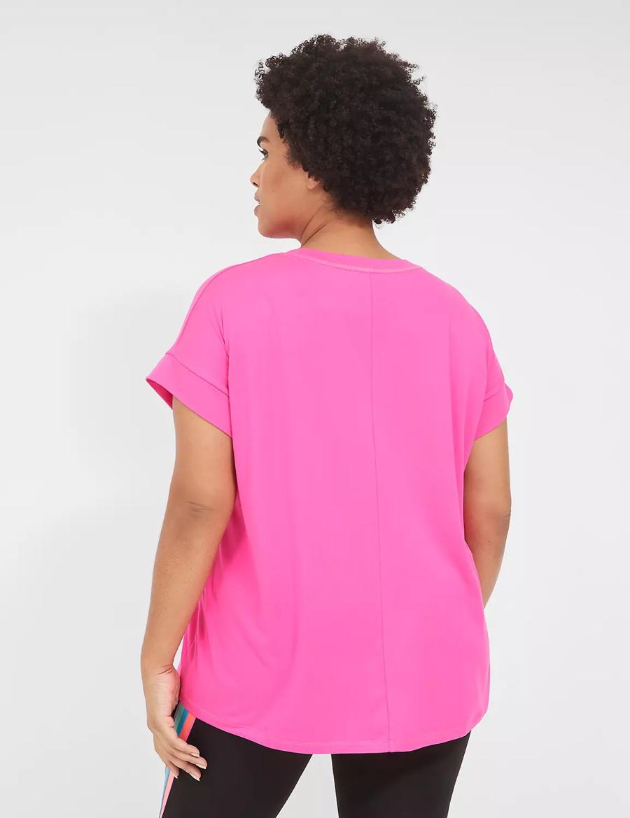 Women Lane Bryant LIVI Soft Crew-Neck Recycled Tee T Shirts Light Pink | GIB8065PZ