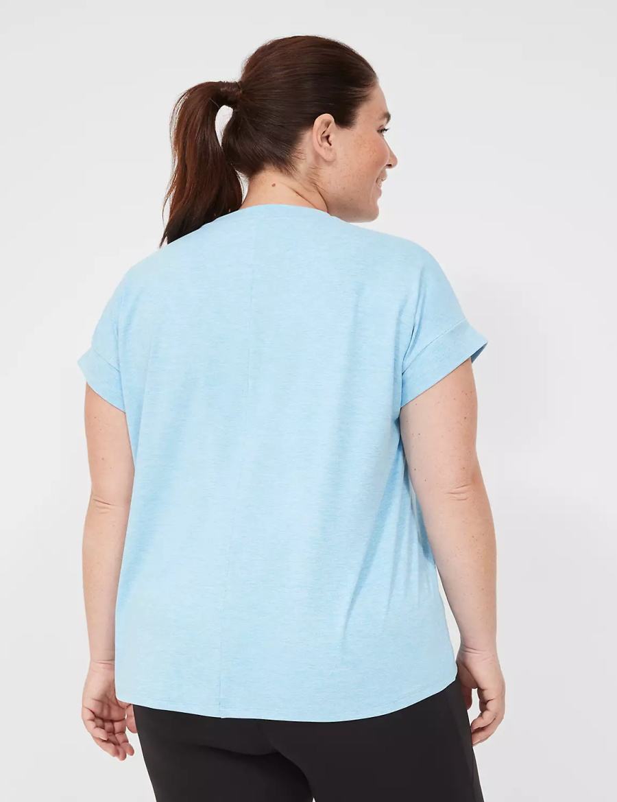 Women Lane Bryant LIVI Soft Crew-Neck Recycled Tee T Shirts Blue | APZ4448OX