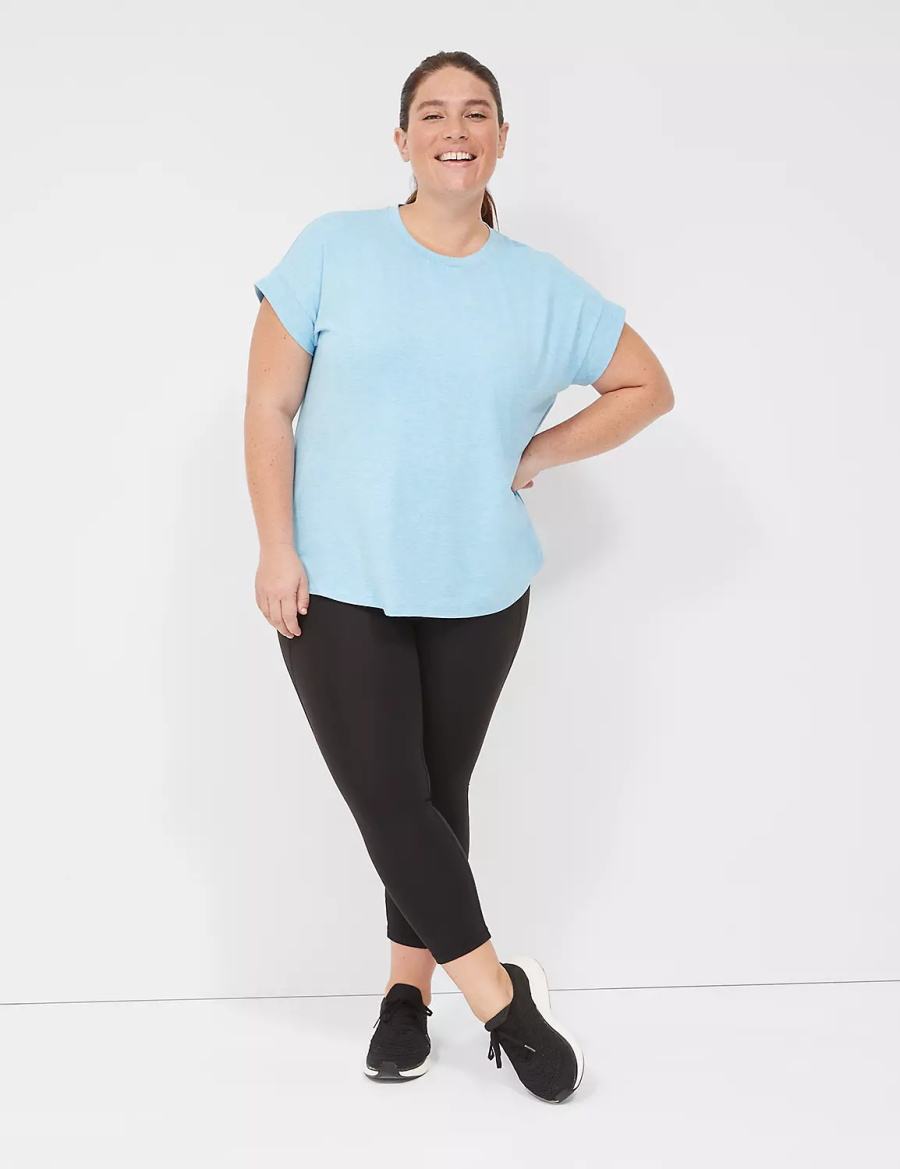 Women Lane Bryant LIVI Soft Crew-Neck Recycled Tee T Shirts Blue | APZ4448OX