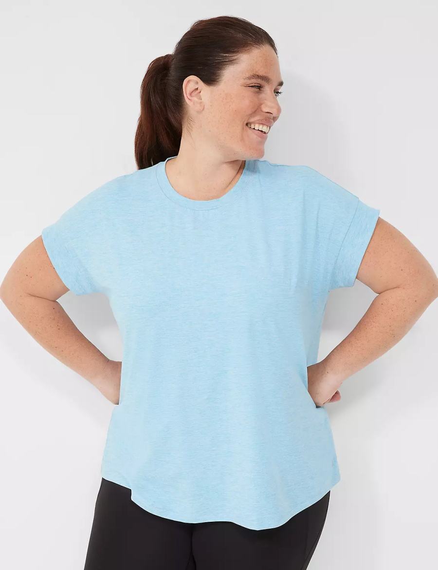 Women Lane Bryant LIVI Soft Crew-Neck Recycled Tee T Shirts Blue | APZ4448OX