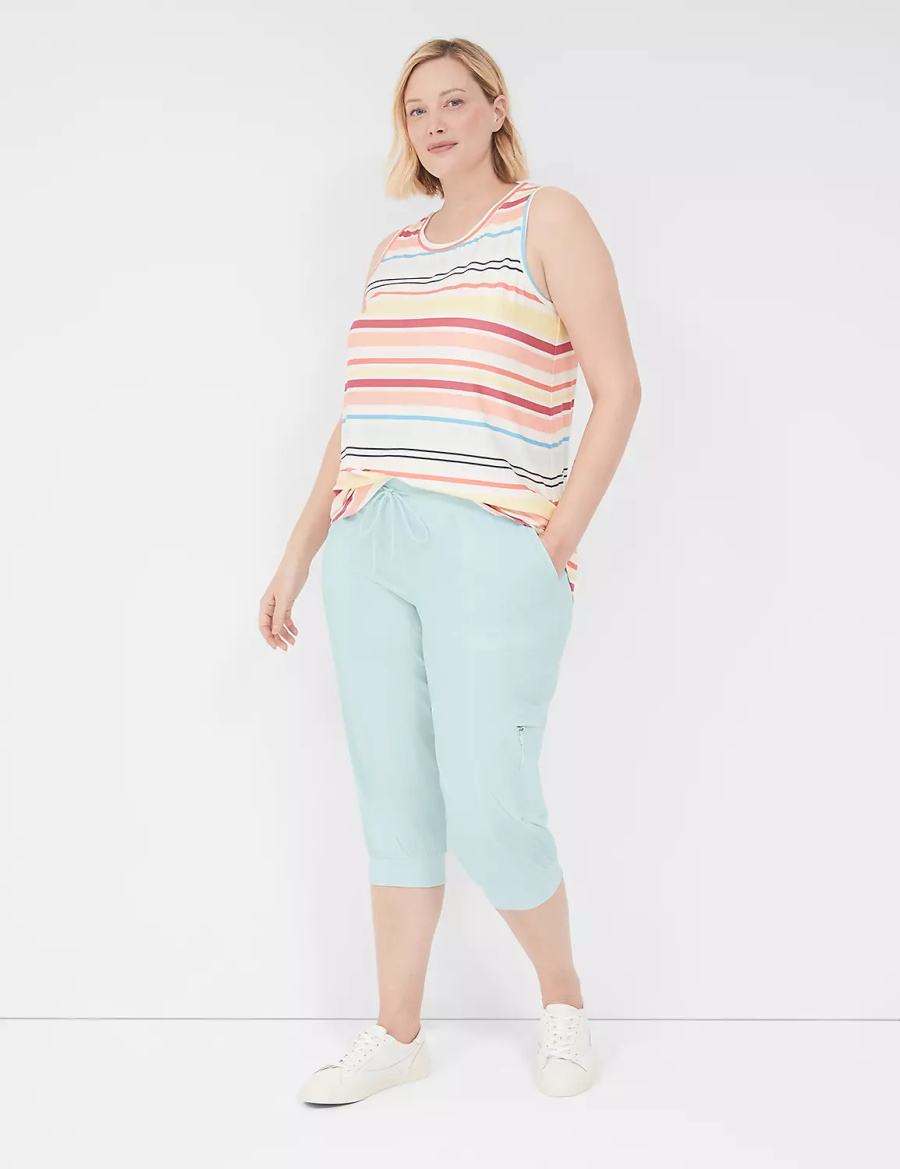 Women Lane Bryant LIVI Stretch Woven Capri Joggers Light Green | ECM4836PO