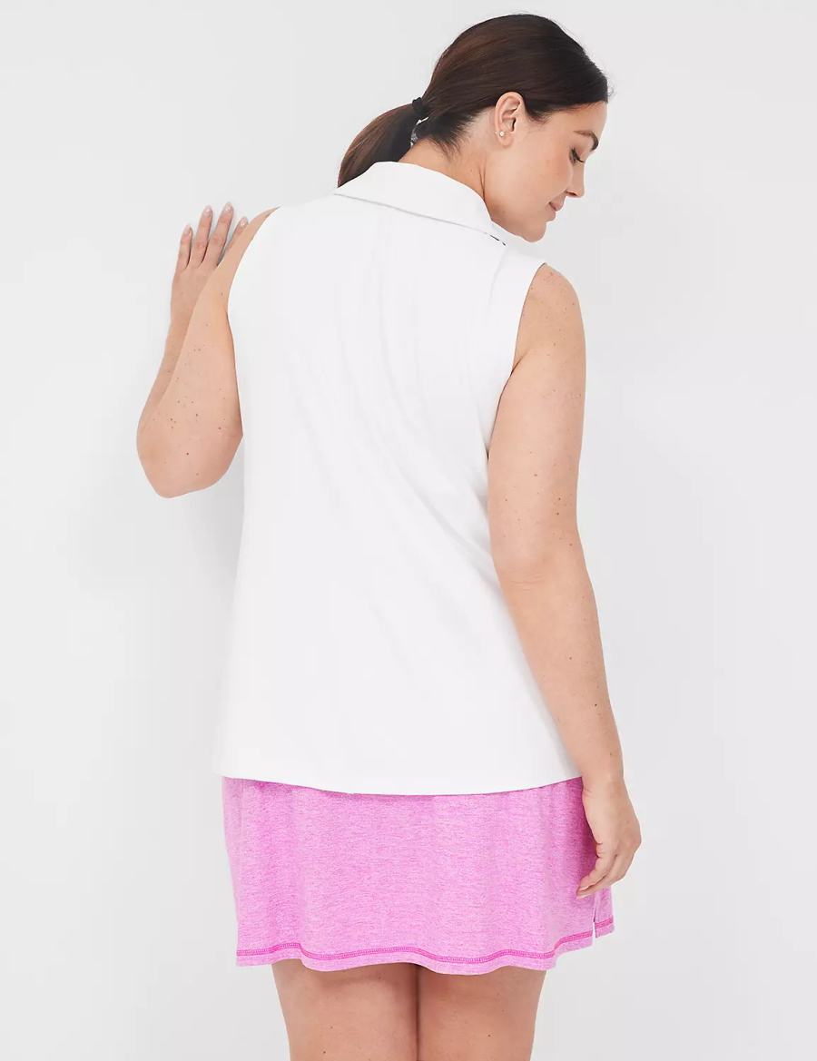 Women Lane Bryant LIVI V-Neck Recycled LIVI Soft Polo Tank Top White | TDA812NJ