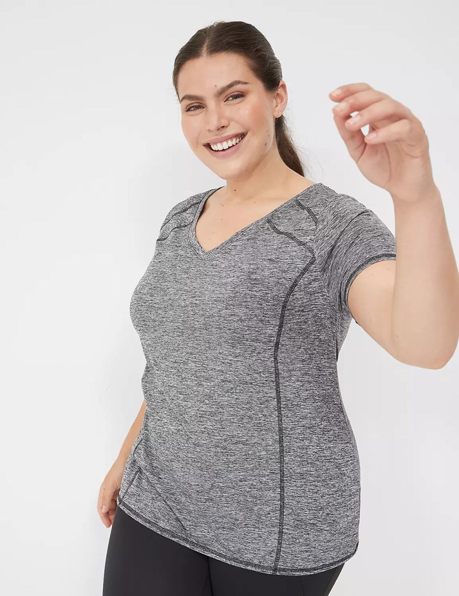 Women Lane Bryant LIVI Wicking Active Tee T Shirts Black | OQN5757EW