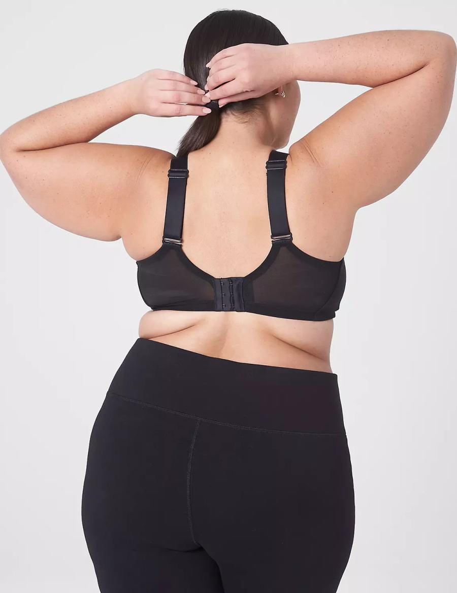 Women Lane Bryant LIVI Wireless Medium-Impact Wicking Sports Bra Black | ZSL5580XB