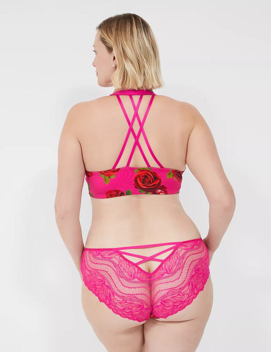 Women Lane Bryant Lace-Back Cheeky Panty Rose Fuchsia | KJE3977WE