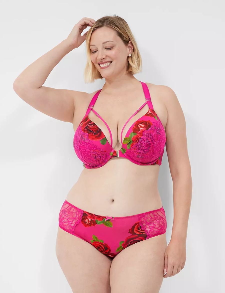 Women Lane Bryant Lace-Back Cheeky Panty Rose Fuchsia | KJE3977WE