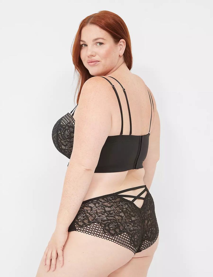 Women Lane Bryant Lace-Back Cheeky Panty Black | YDH671NR