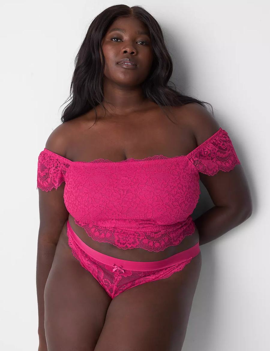 Women Lane Bryant Lace Crop Top Bralettes Pink | BIQ4477TG