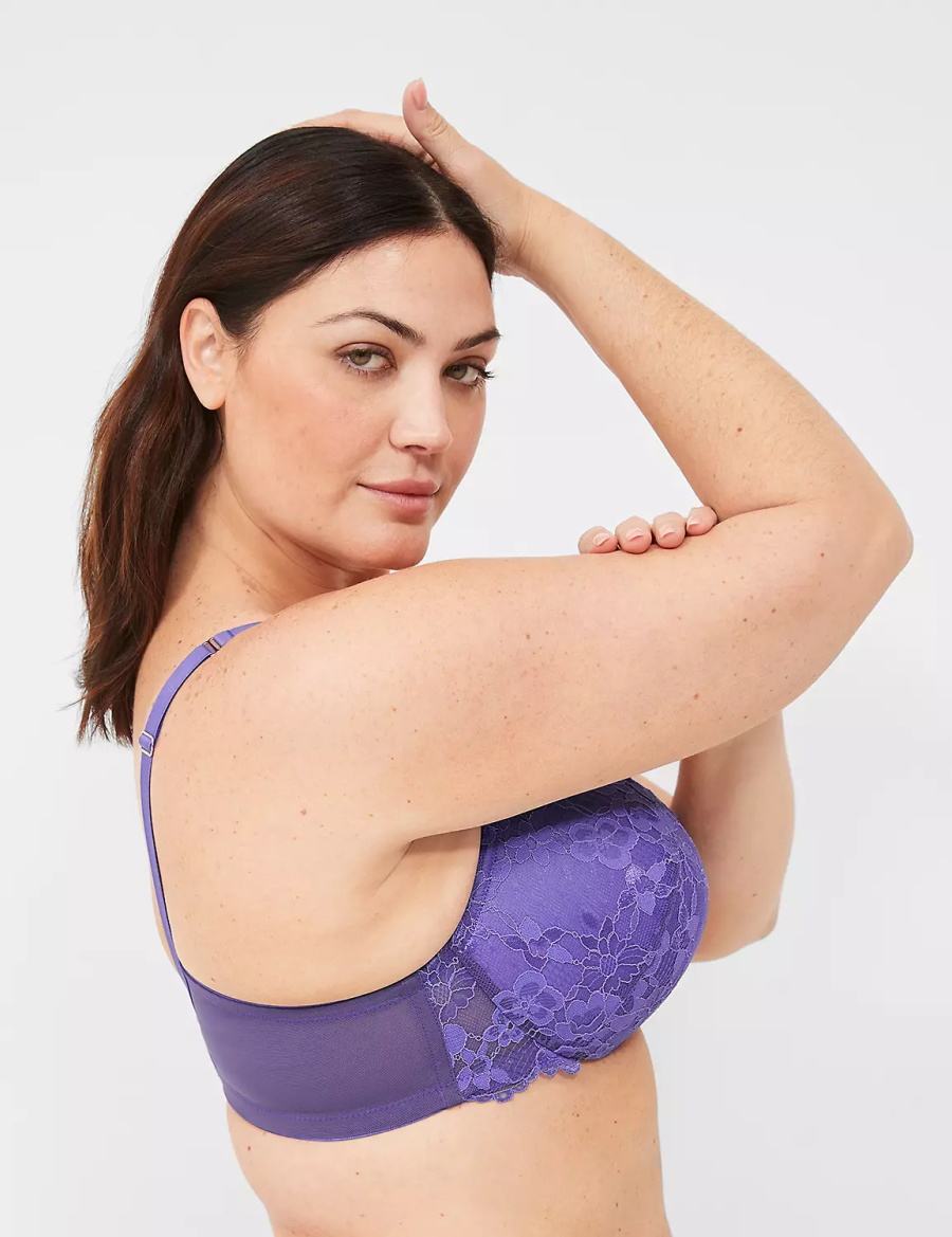 Women Lane Bryant Lace Max Boost Plunge Bralettes Purple | AIL7627PP