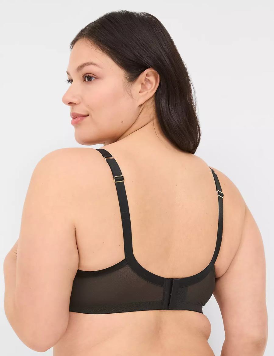 Women Lane Bryant Lace Quarter Cup Bralettes Black | KGT171SW