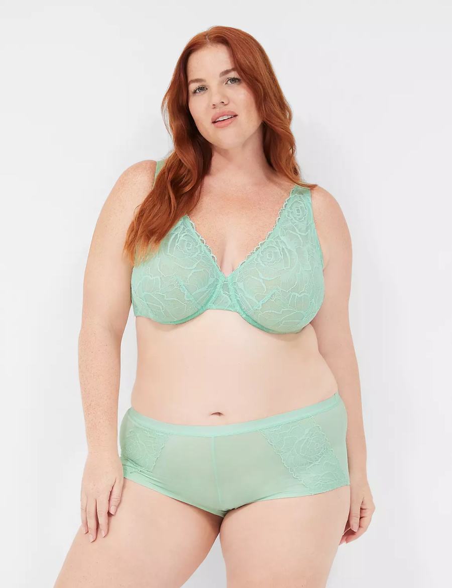 Women Lane Bryant Lace Unlined Full Coverage Bralettes Light Green | JIC9768QA