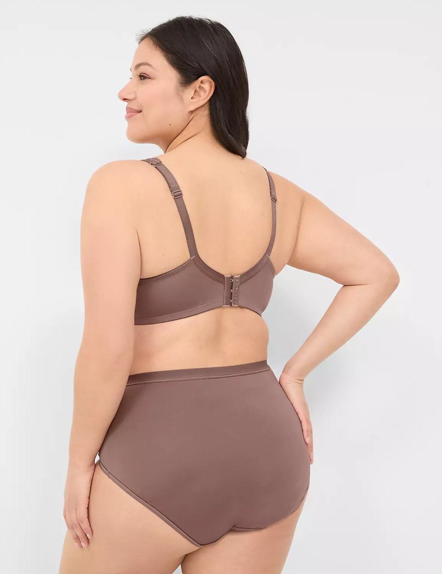 Women Lane Bryant Lace Unlined Full Coverage Bralettes Deep Grey Brown | JAS5692HQ