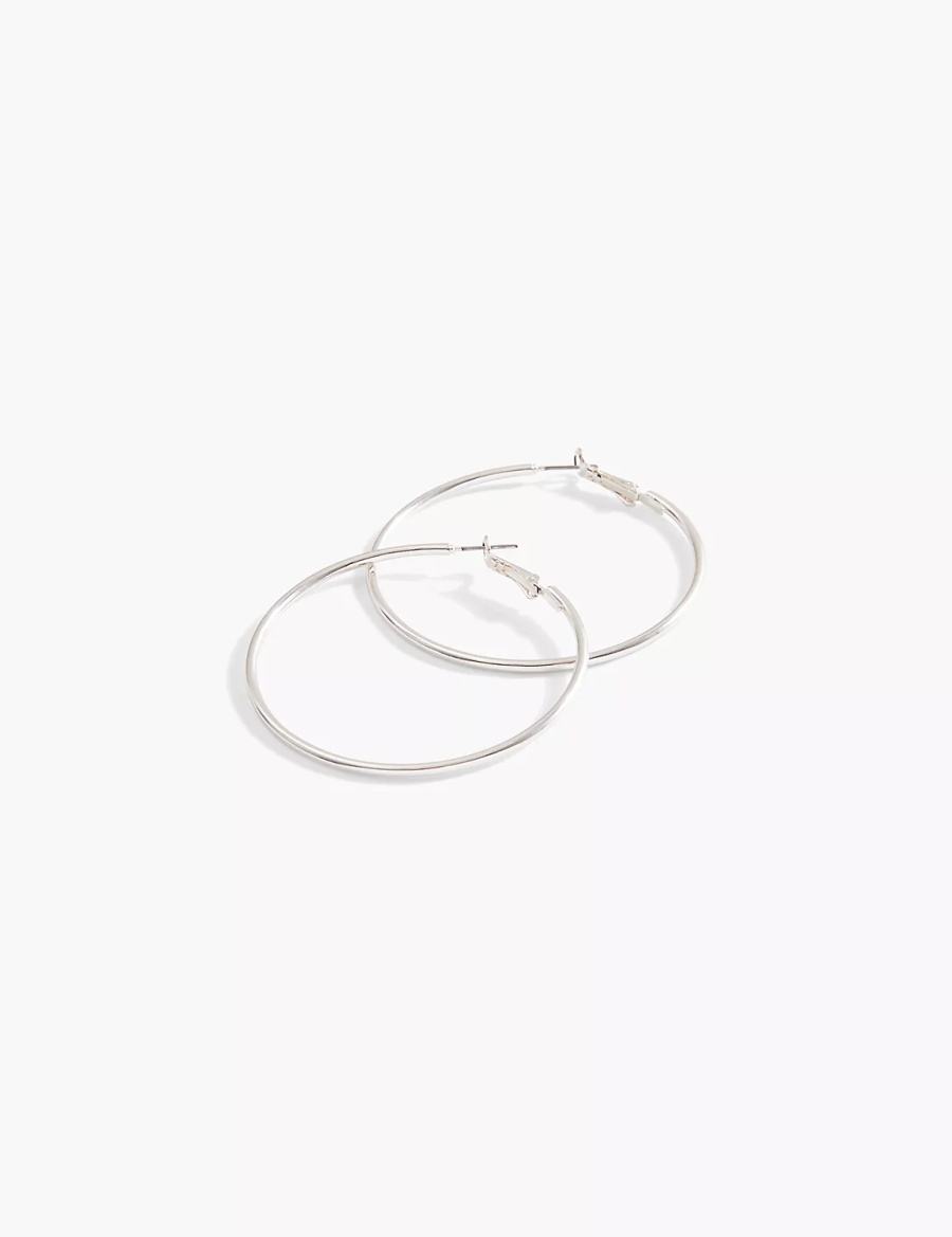 Women Lane Bryant Large Hoop Earrings Silver | JFT9993CH