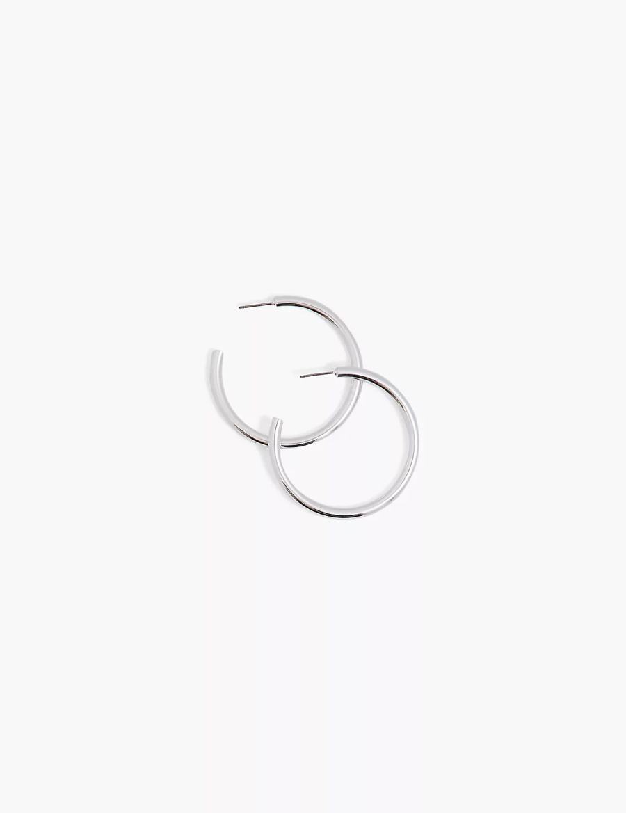 Women Lane Bryant Layered Hoop Earrings Silver | EOC7923KH