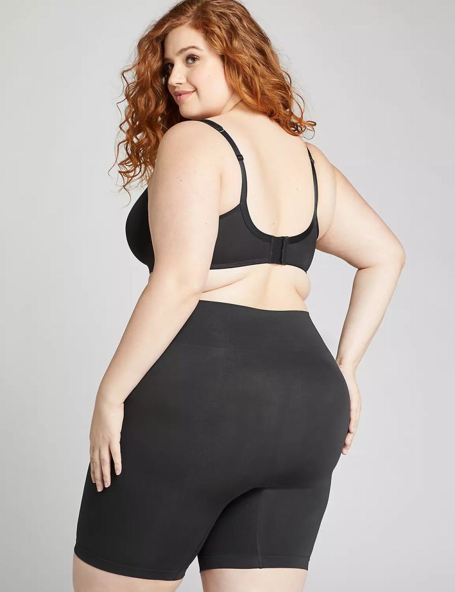 Women Lane Bryant Level 2 Shaping High-Waist Short Briefs Black | HLA7992QC