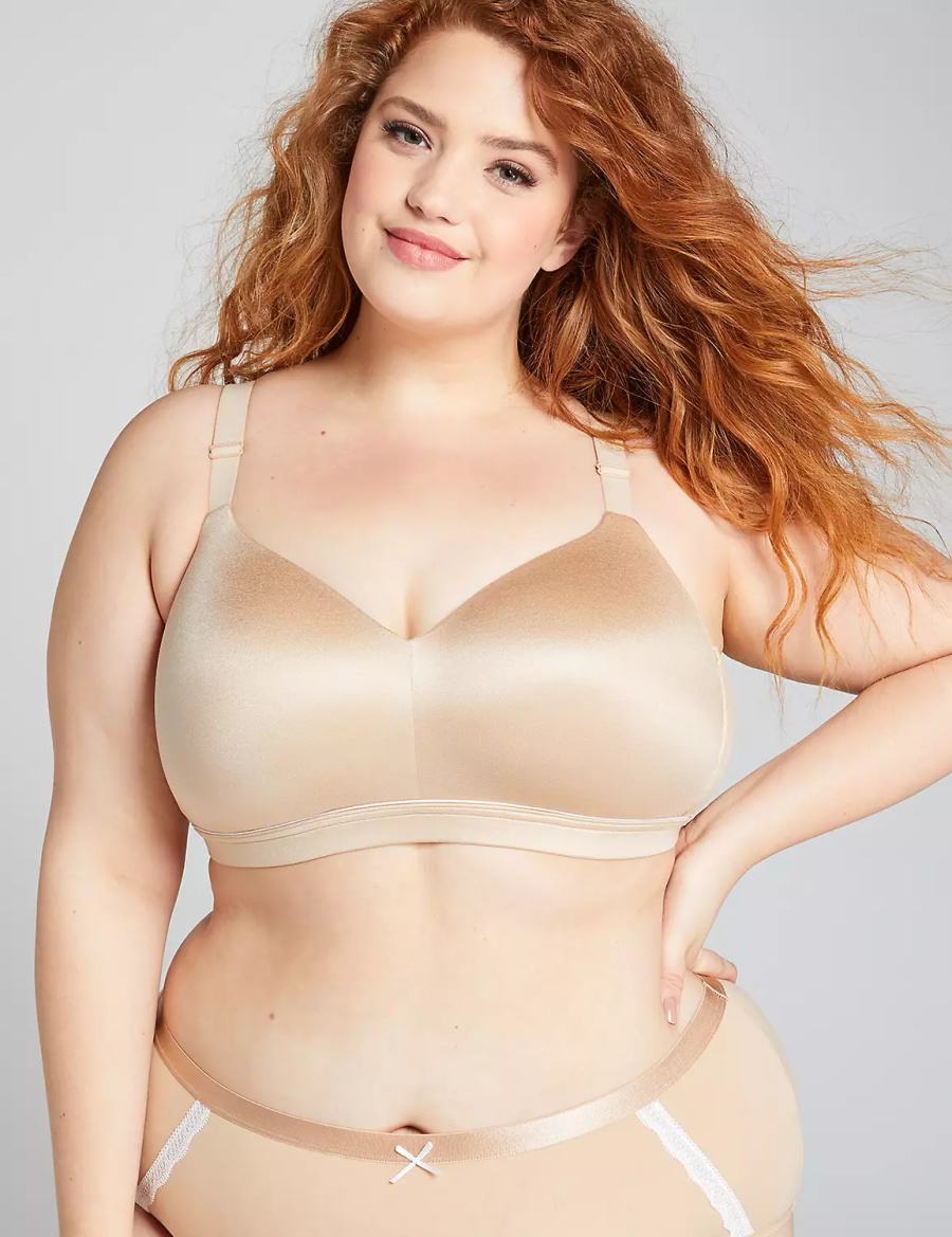 Women Lane Bryant Lightly Lined Lounge Bralettes Beige | WZZ7474RR