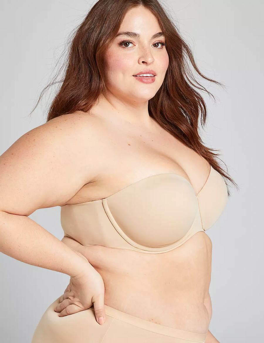 Women Lane Bryant Lightly Lined Multi-Way Strapless Bra Beige | MUB439PO