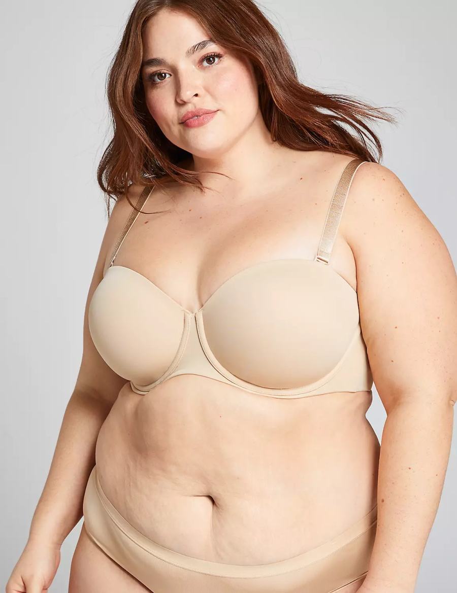 Women Lane Bryant Lightly Lined Multi-Way Strapless Bra Beige | MUB439PO