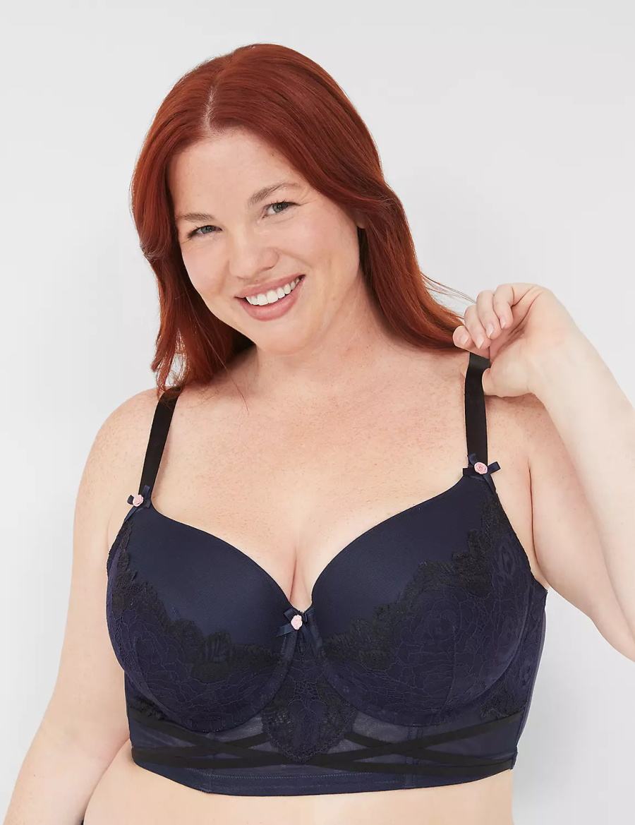 Women Lane Bryant Longline Boost Balconette Bra Blue | ZHP6898KC