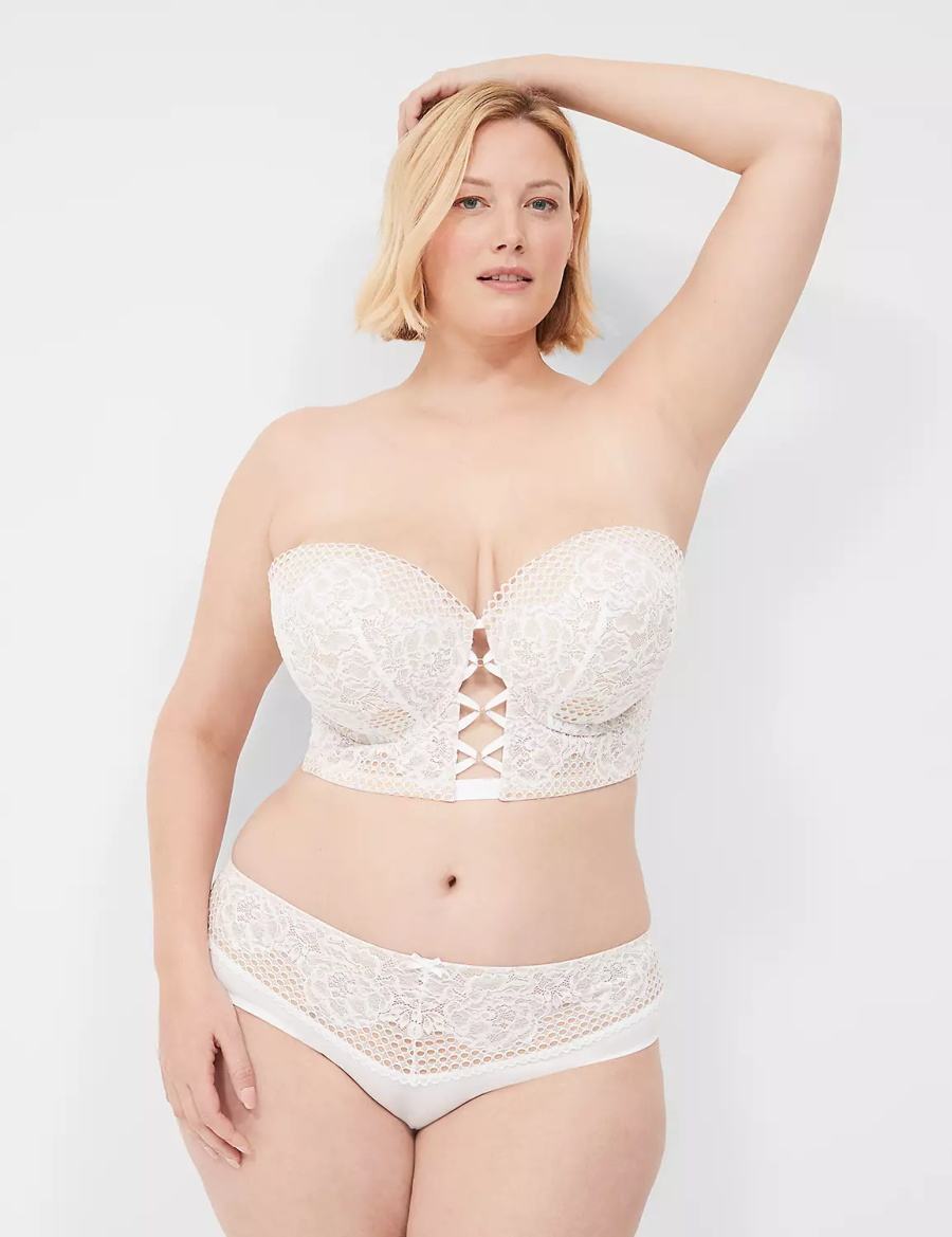 Women Lane Bryant Longline Boost Multi-Way Strapless Bra White | LXI4083GI