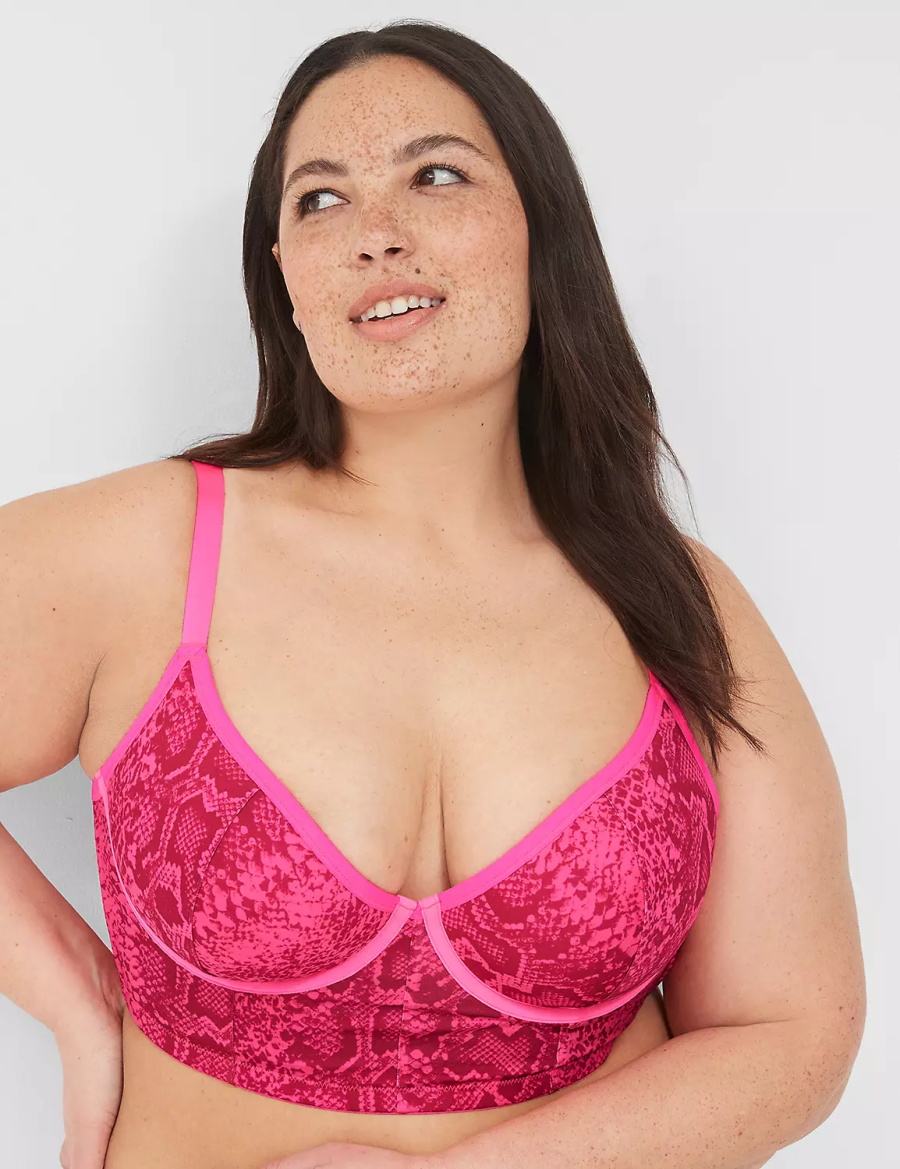 Women Lane Bryant Longline Demi Bralettes Pink | RJQ6243ZU