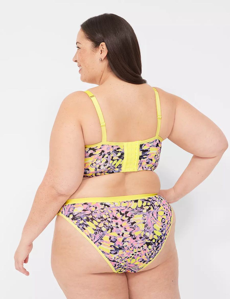 Women Lane Bryant Longline Demi Bralettes Yellow Multicolor | BXV7664YG