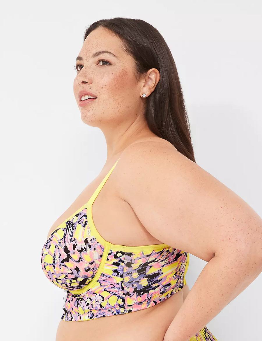 Women Lane Bryant Longline Demi Bralettes Yellow Multicolor | BXV7664YG