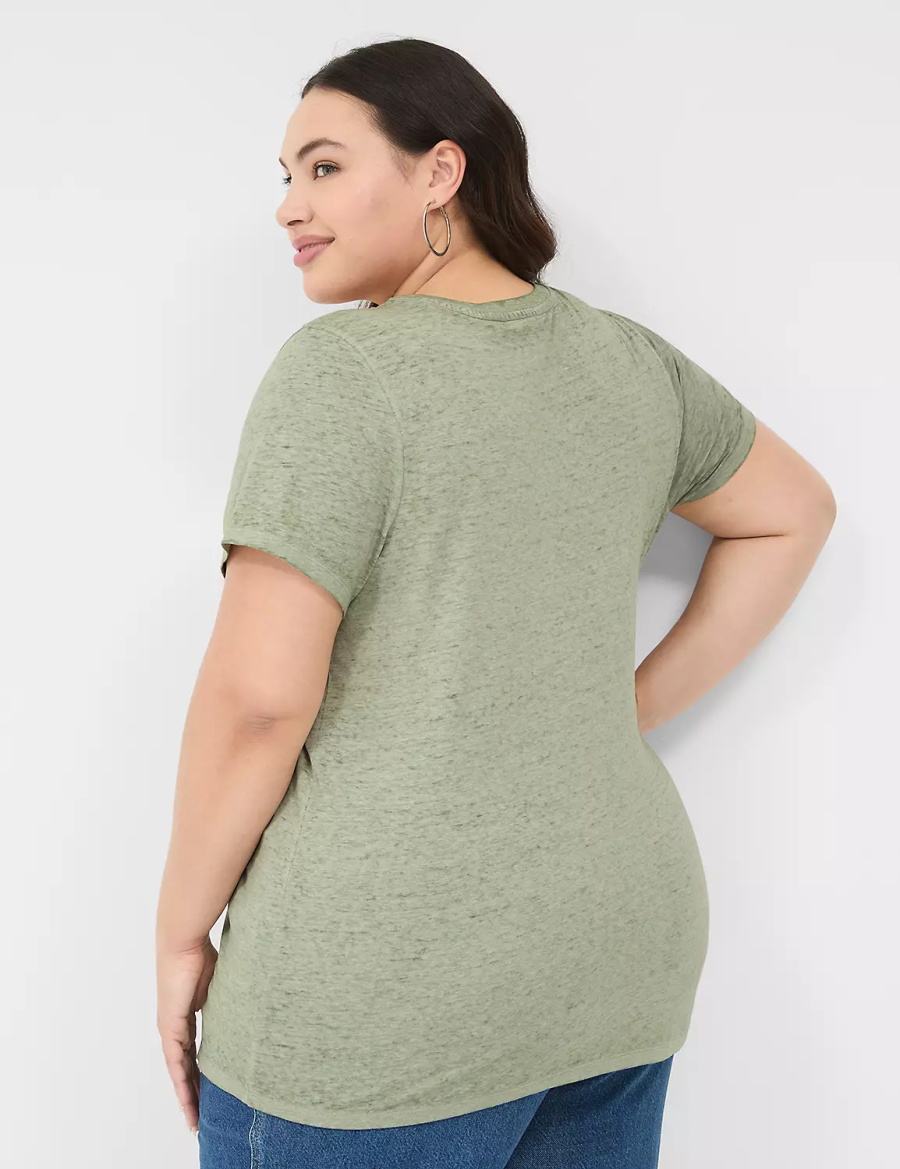 Women Lane Bryant Love Graphic Tee T Shirts Olive Green | DRL4028VJ