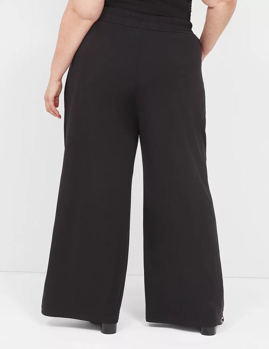 Women Lane Bryant Matte Jersey Pull-On Wide Leg Pants Black | EOJ4789DX