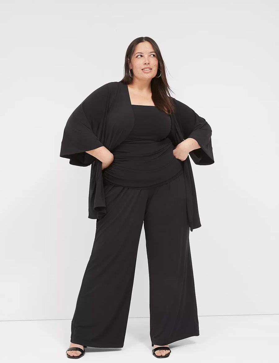 Women Lane Bryant Matte Jersey Pull-On Wide Leg Pants Black | EOJ4789DX