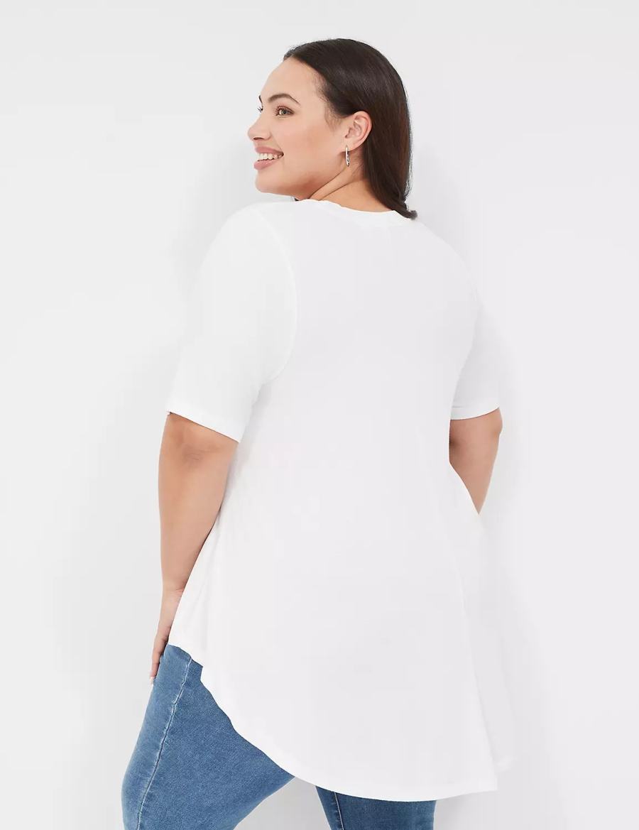 Women Lane Bryant Max Swing Perfect Sleeve Crew-Neck Tee T Shirts White | UHH2657GT