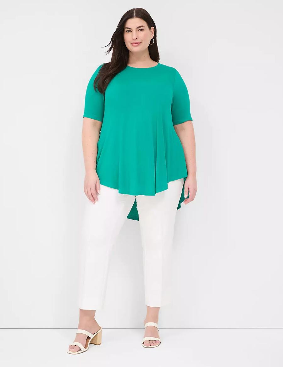 Women Lane Bryant Max Swing Perfect Sleeve Crew-Neck Tee T Shirts Light Turquoise | DLQ5734FZ