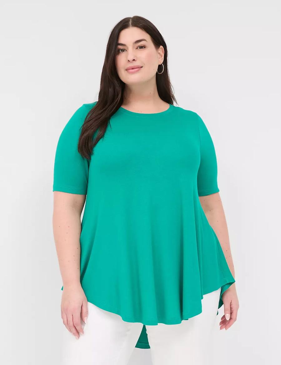 Women Lane Bryant Max Swing Perfect Sleeve Crew-Neck Tee T Shirts Light Turquoise | DLQ5734FZ