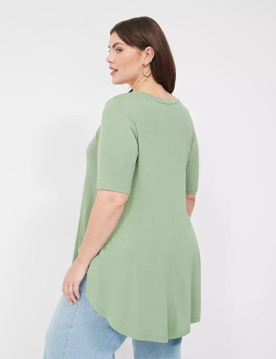 Women Lane Bryant Max Swing Perfect Sleeve Crew-Neck Tee T Shirts Light Green | OGW5085WT